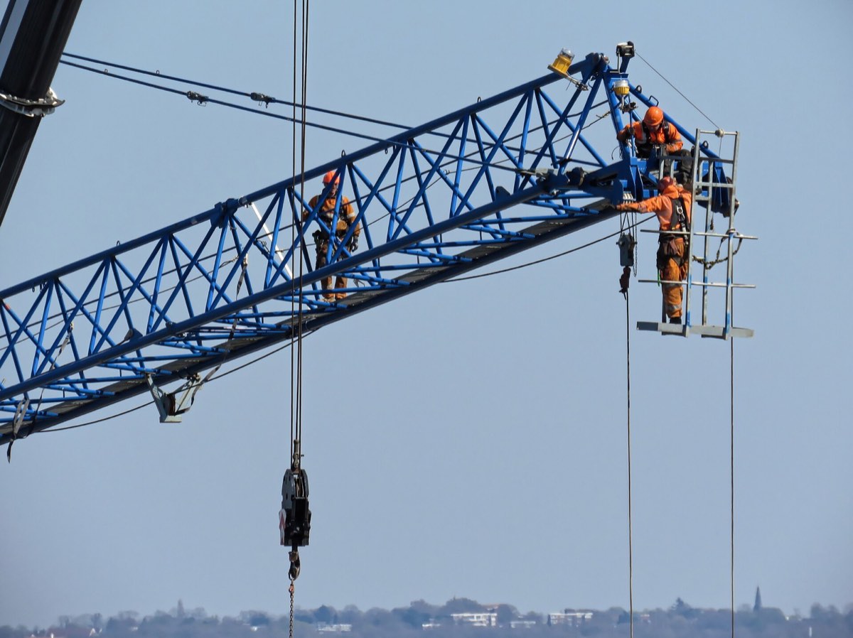 Construction crane on a residential site