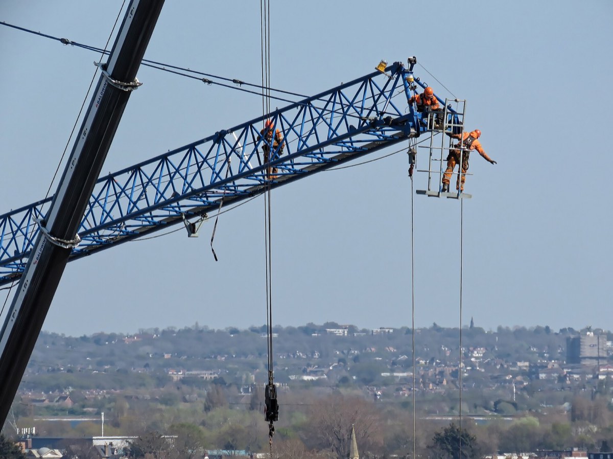 Tower crane over a building under construction